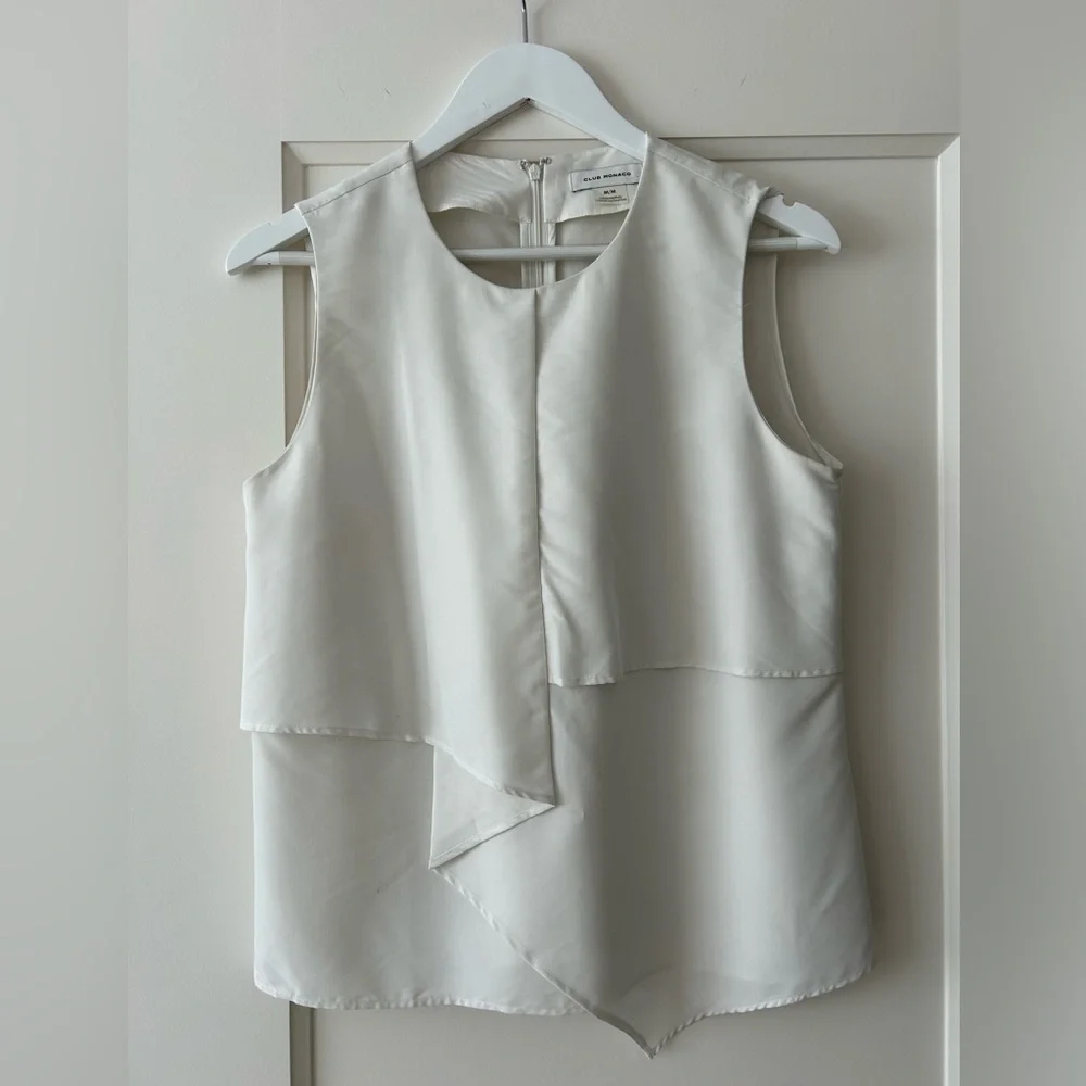 Club Monaco Cream Layered Sleeveless Blouse Size M - Picture 1 of 5